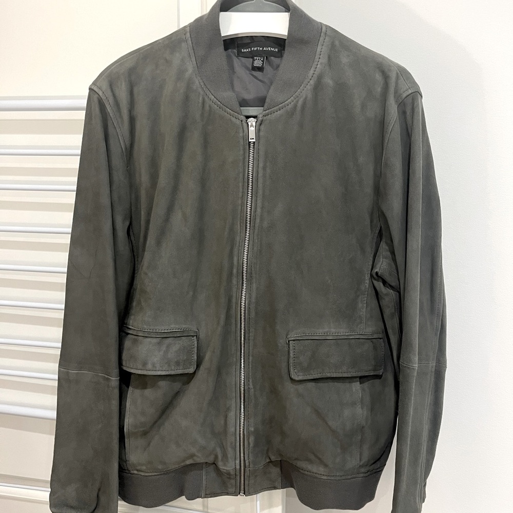 Saks Fifth Avenue Suede Bomber Jacket